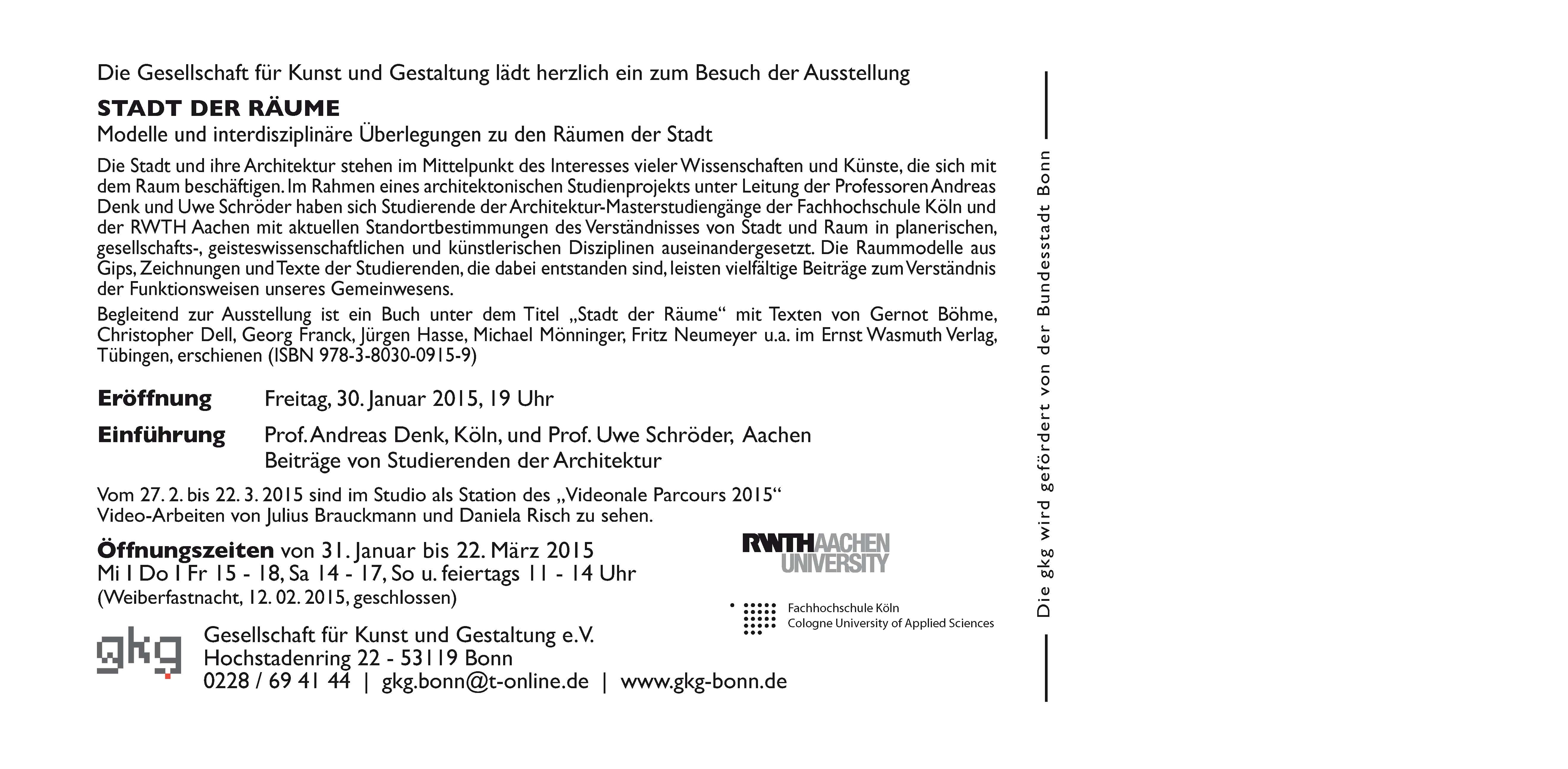 Einladung der Gesellschaft für Kunst und Gestaltung Bonn